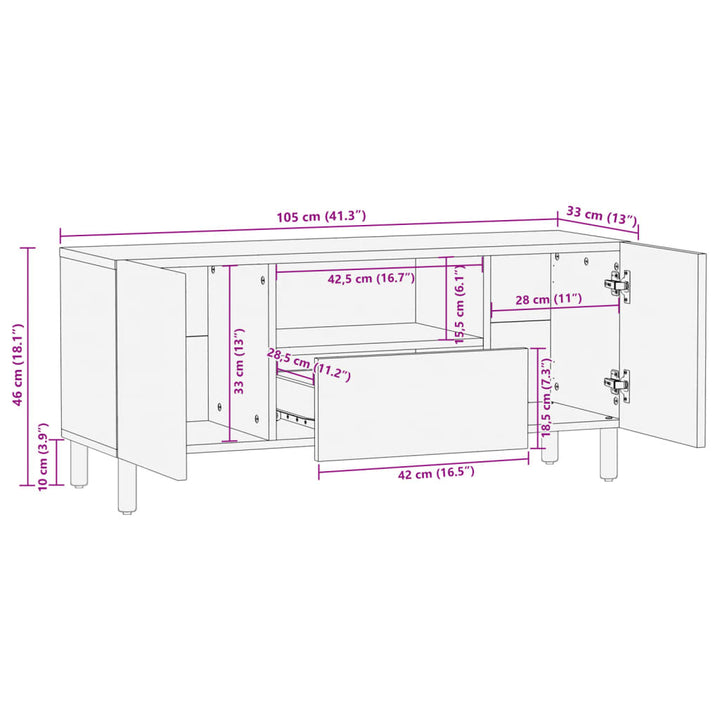 tv-bord 105x33x46 cm konstrueret træ sort