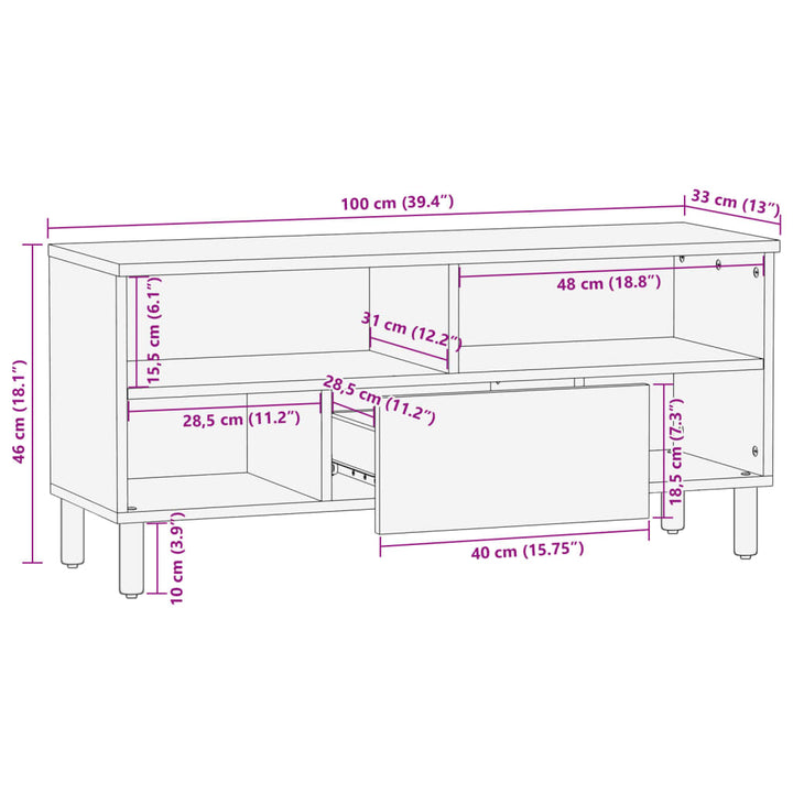 tv-bord 100x33x46 cm konstrueret træ sort