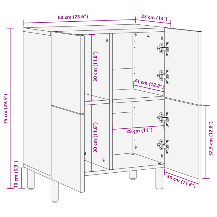 skab 60x33x75 cm konstrueret træ sort