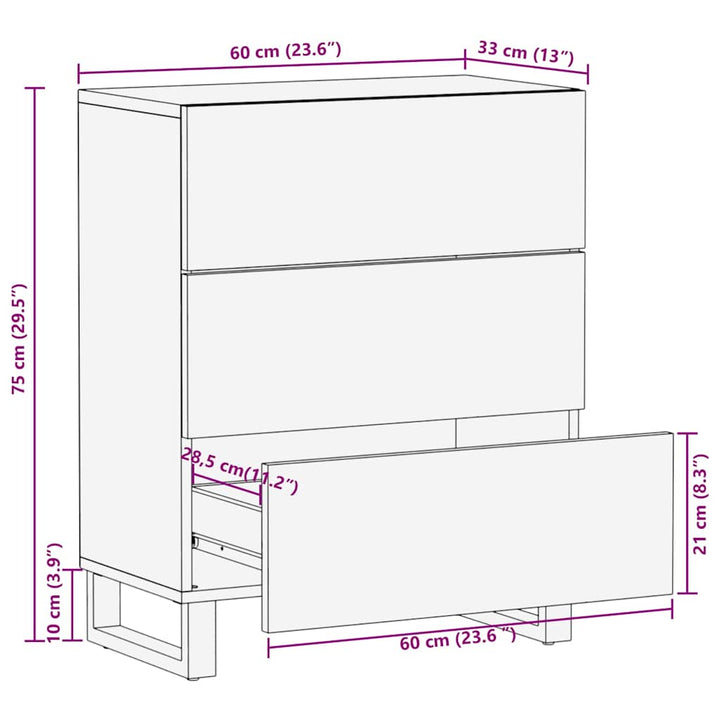 skænk 60x33x75 cm massivt mangotræ sort