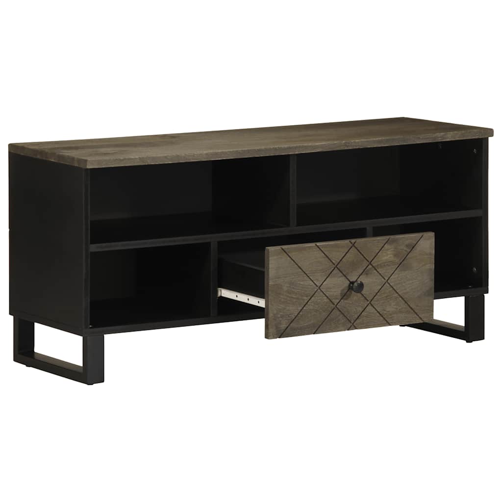tv-bord 100x33x46 cm massivt mangotræ sort