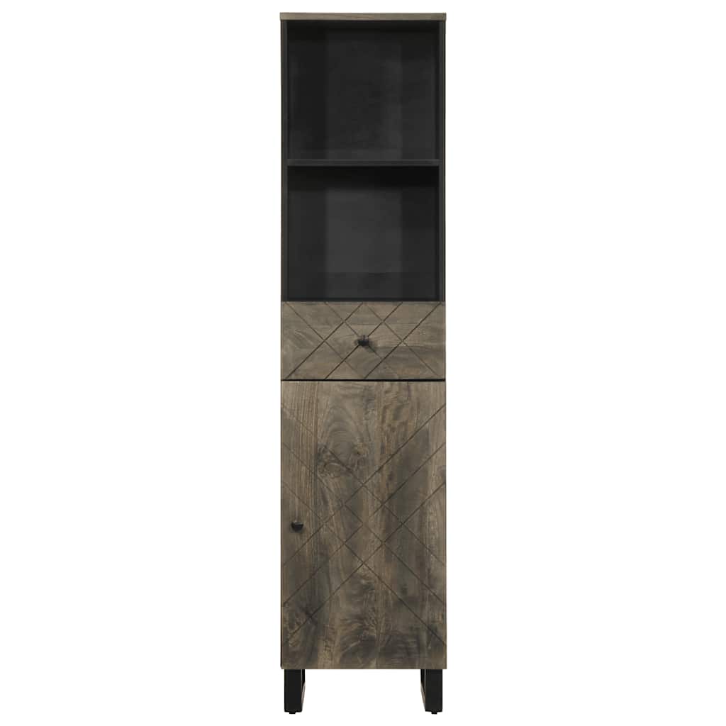 badeværelsesskab 38x33x160 cm massivt mangotræ sort