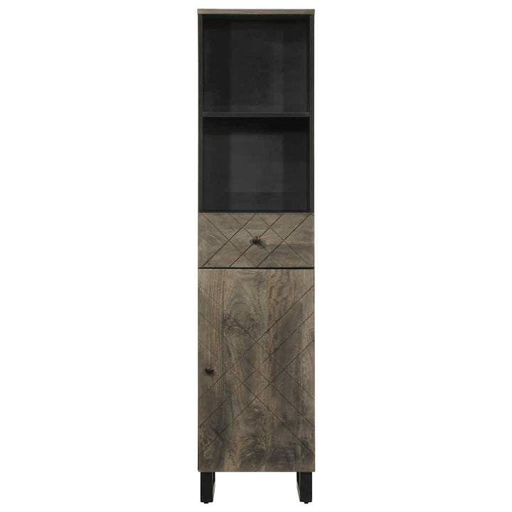 badeværelsesskab 38x33x160 cm massivt mangotræ sort