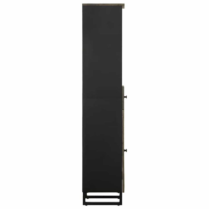badeværelsesskab 38x33x160 cm massivt mangotræ sort