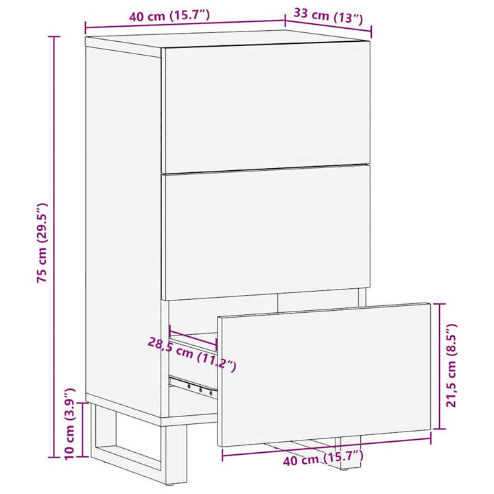 skænk 40x33x75 cm massivt mangotræ sort
