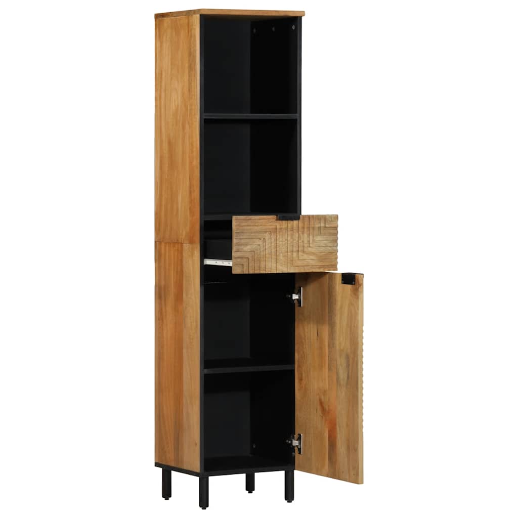 badeværelsesskab 38x33x160 cm massivt mangotræ brun