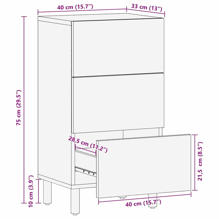 Sideboard med hylde Brun 40 x 33 x 75 cm Massivt akacietræ