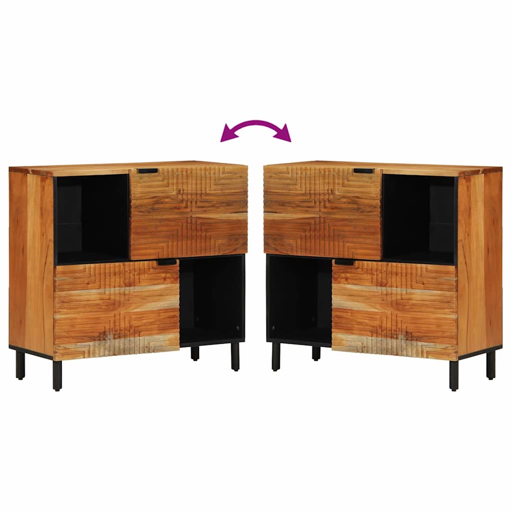 Sideboard med hylde Brun 80 x 33 x 75 cm Massivt akacietræ