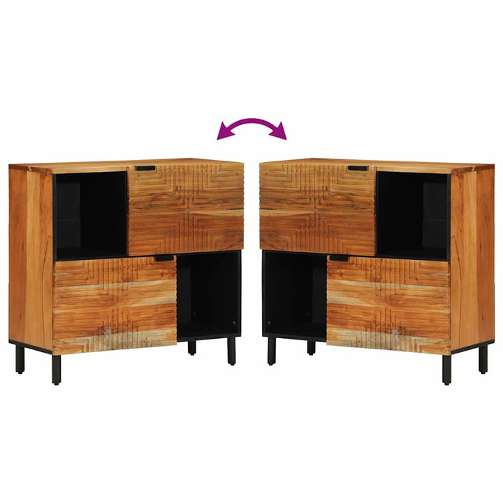Sideboard med hylde Brun 80 x 33 x 75 cm Massivt akacietræ