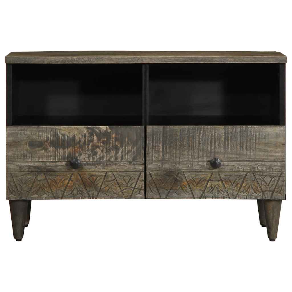 tv-bord 70x33,5x46 cm massivt mangotræ lysegrå