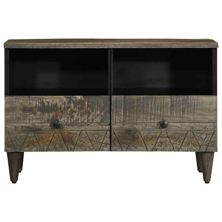tv-bord 70x33,5x46 cm massivt mangotræ lysegrå