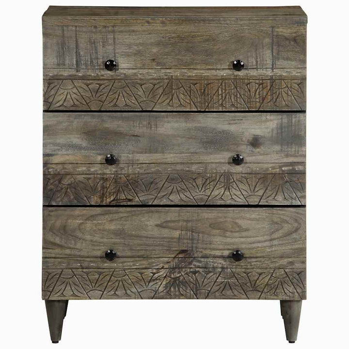 skænk 60x33,5x75 cm massivt mangotræ lysegrå