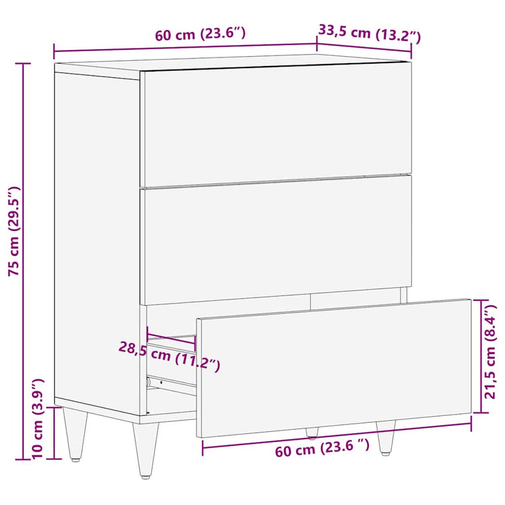 skænk 60x33,5x75 cm massivt mangotræ lysegrå