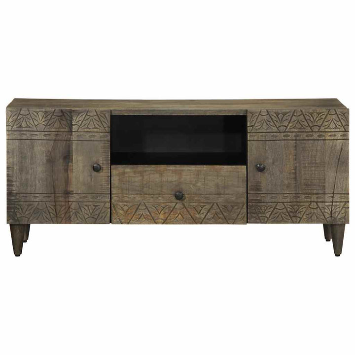 tv-bord 105x33,5x46 cm massivt mangotræ lysegrå