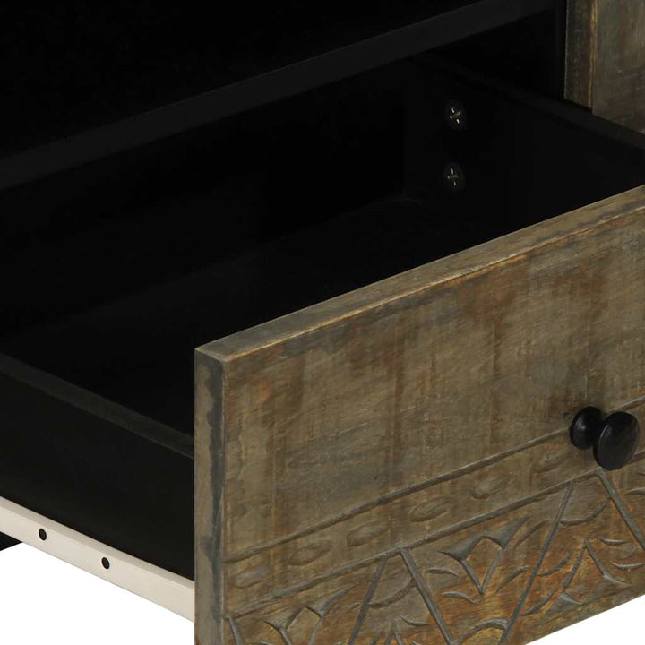 tv-bord 105x33,5x46 cm massivt mangotræ lysegrå