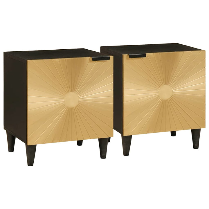 Sengebord 2 pcs Sort og Guld 40 x 33,5 x 46 cm