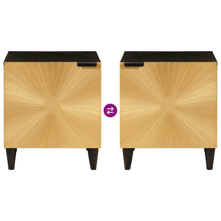 Sengebord 2 pcs Sort og Guld 40 x 33,5 x 46 cm