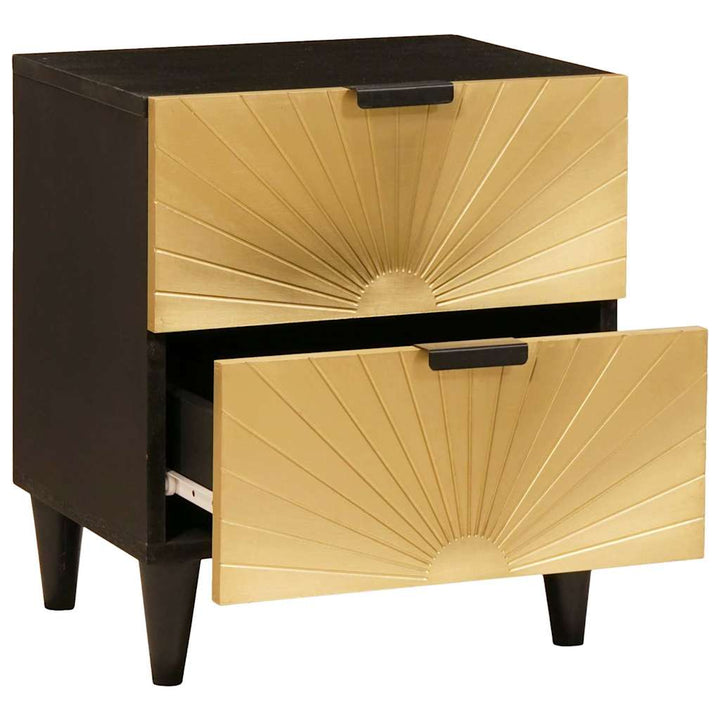 Sengebord Sort og Guld 40 x 33,5 x 46 cm Massivt mangotræ