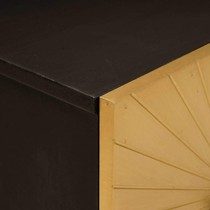 Sengebord 2 pcs Sort og Guld 40 x 33,5 x 46 cm Massivt mangotræ