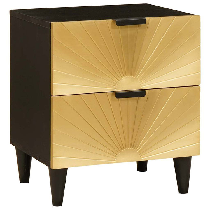 Sengebord 2 pcs Sort og Guld 40 x 33,5 x 46 cm Massivt mangotræ