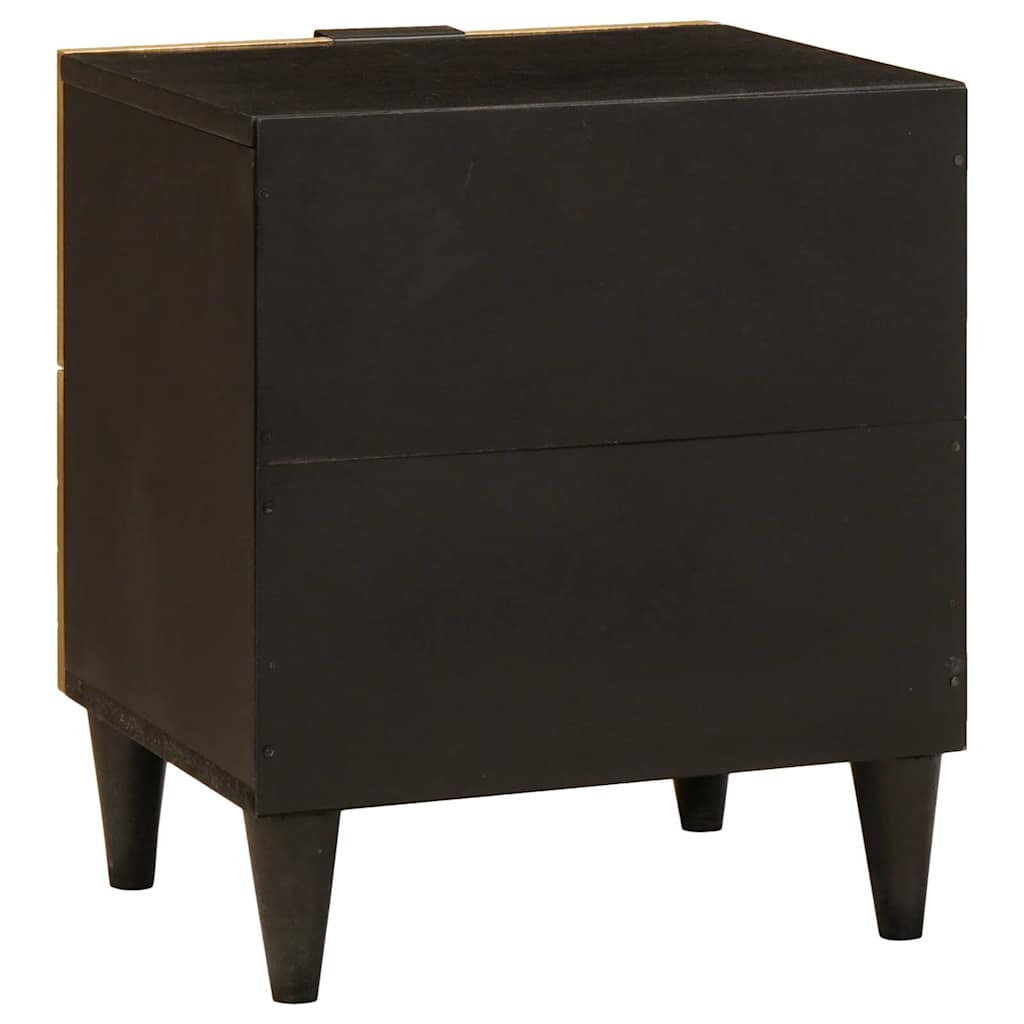 Sengebord 2 pcs Sort og Guld 40 x 33,5 x 46 cm Massivt mangotræ