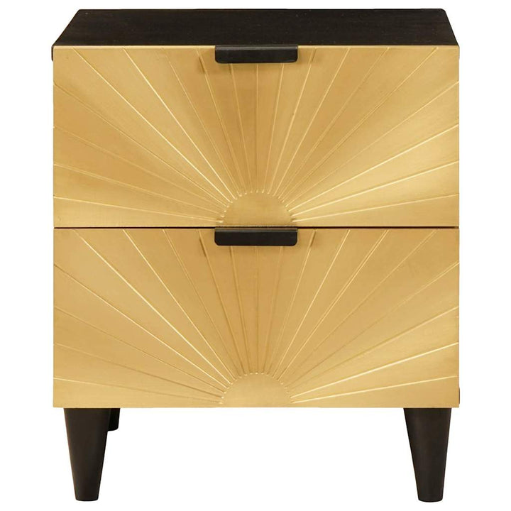 Sengebord 2 pcs Sort og Guld 40 x 33,5 x 46 cm Massivt mangotræ