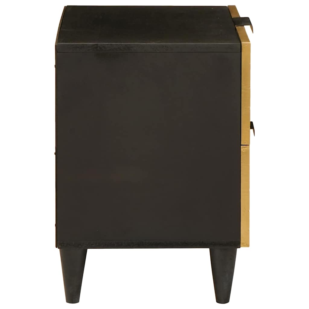 Sengebord 2 pcs Sort og Guld 40 x 33,5 x 46 cm Massivt mangotræ