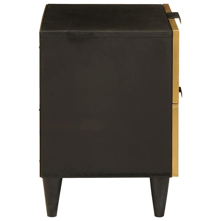 Sengebord 2 pcs Sort og Guld 40 x 33,5 x 46 cm Massivt mangotræ