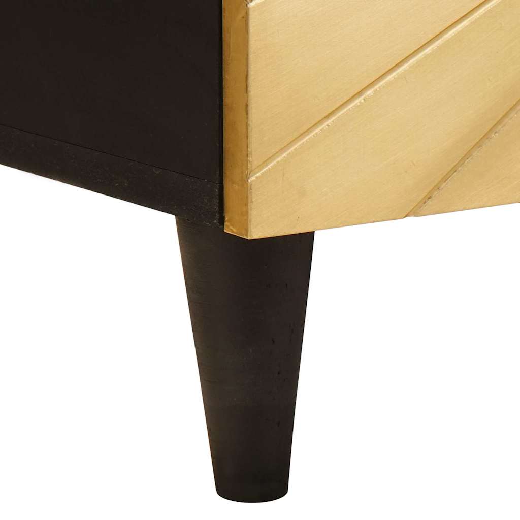 TV-skab med dør Sort og Guld 105 x 33 x 46 cm Massivt mangotræ