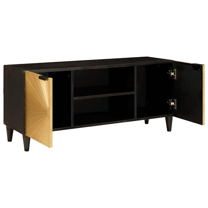 TV-skab med dør Sort og Guld 105 x 33 x 46 cm Massivt mangotræ