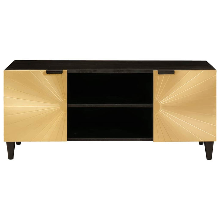 TV-skab med dør Sort og Guld 105 x 33 x 46 cm Massivt mangotræ