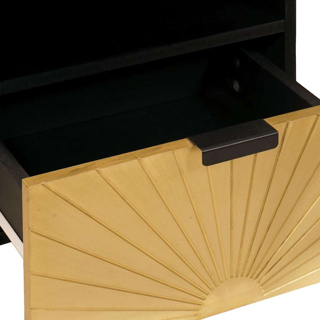 TV-skab med hylde Sort og Guld 70 x 33 x 46 cm Massivt mangotræ
