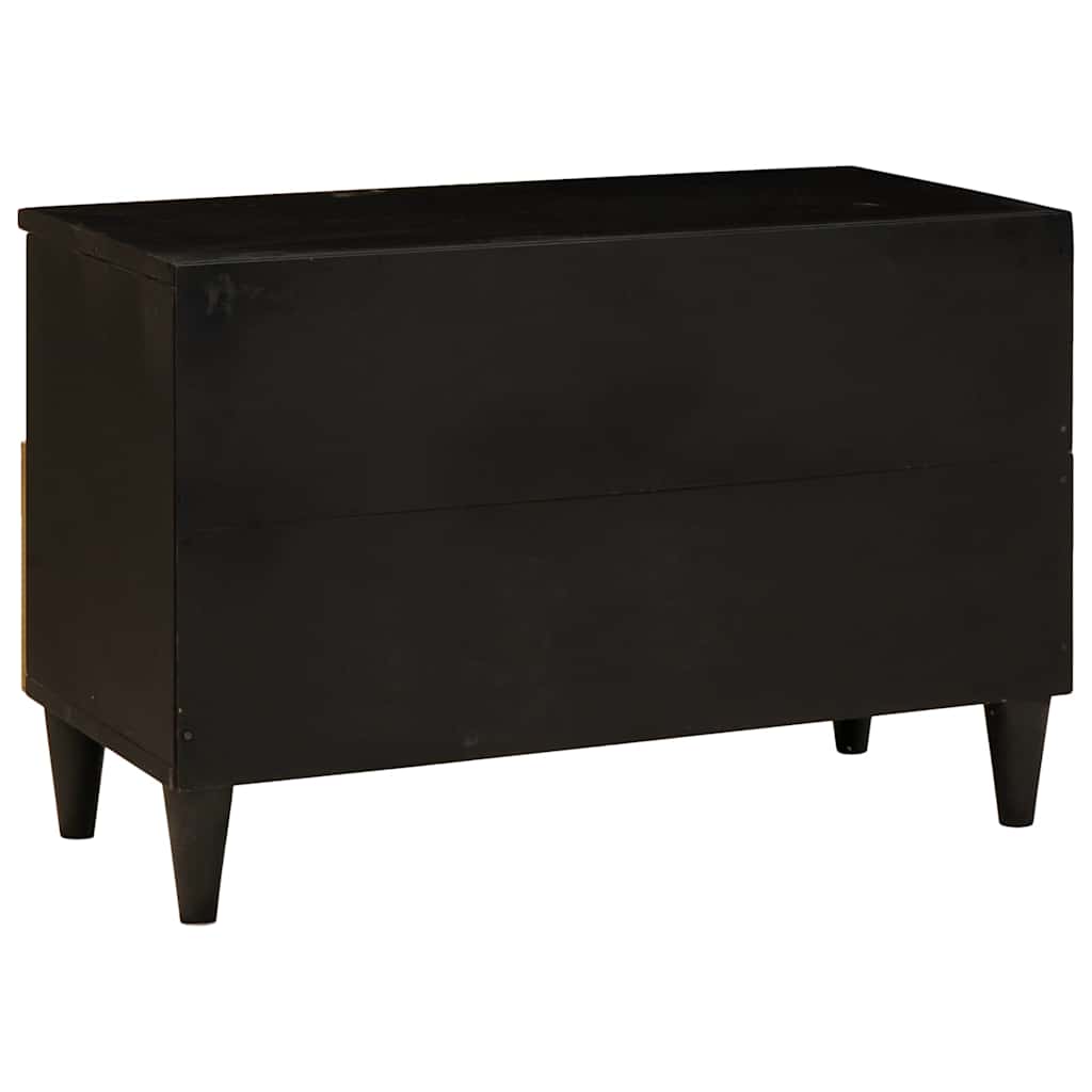 TV-skab med hylde Sort og Guld 70 x 33 x 46 cm Massivt mangotræ