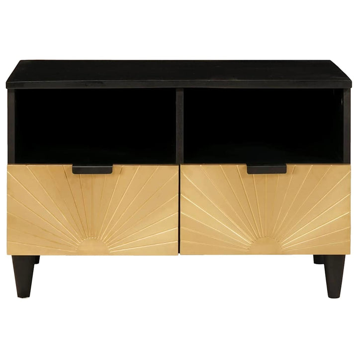 TV-skab med hylde Sort og Guld 70 x 33 x 46 cm Massivt mangotræ