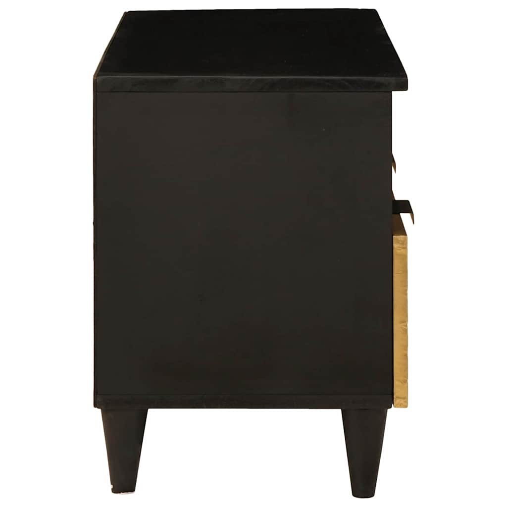 TV-skab med hylde Sort og Guld 70 x 33 x 46 cm Massivt mangotræ