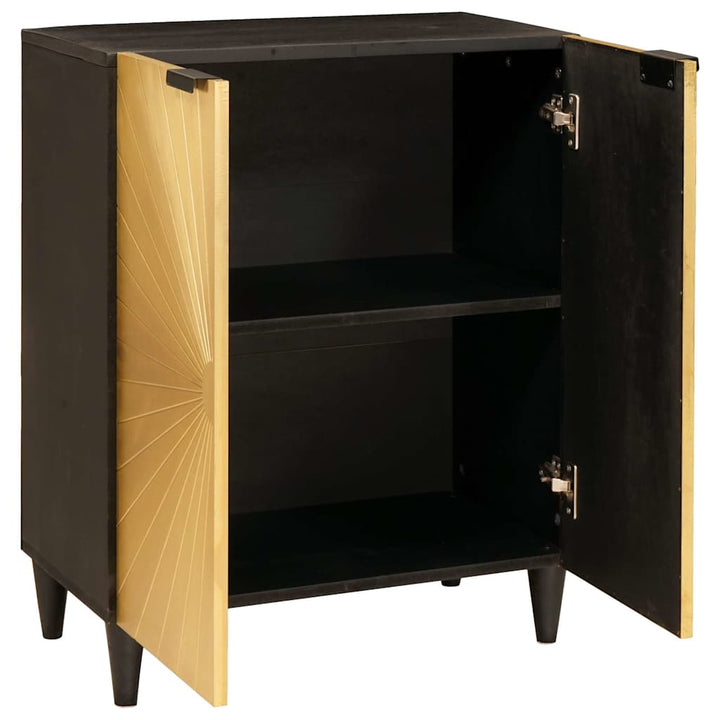Sideboard Sort og Guld 60 x 33 x 75 cm Massivt mangotræ