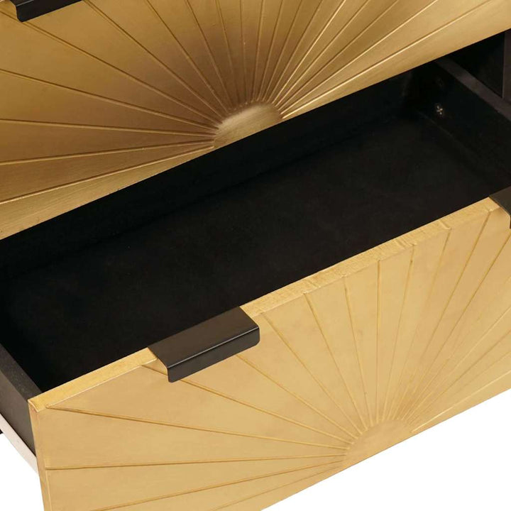 Sideboard Sort og Guld 60 x 33 x 75 cm Massivt mangotræ