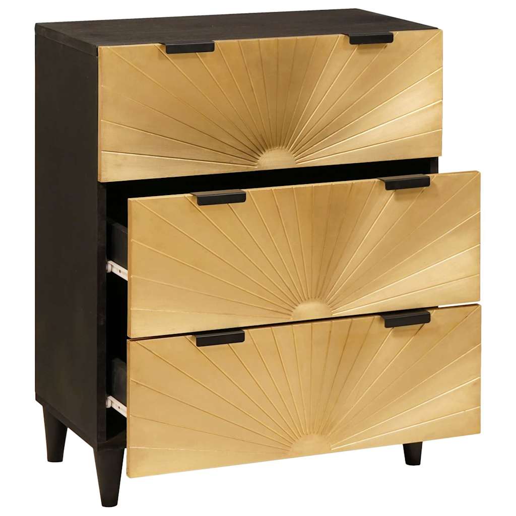 Sideboard Sort og Guld 60 x 33 x 75 cm Massivt mangotræ