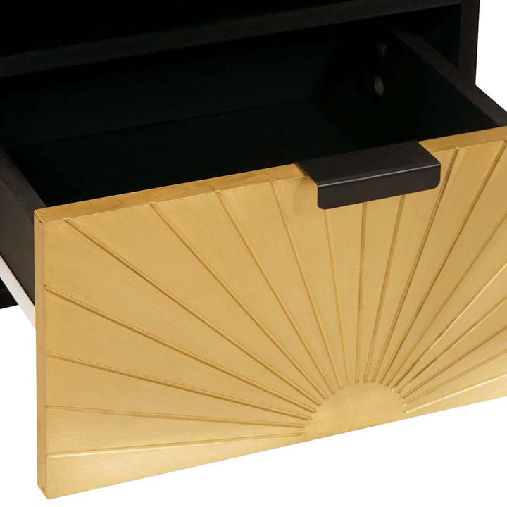 Sengebord 2 pcs Sort og Guld 40 x 33 x 46 cm Massivt mangotræ