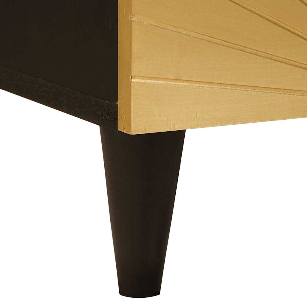 Sengebord 2 pcs Sort og Guld 40 x 33 x 46 cm Massivt mangotræ