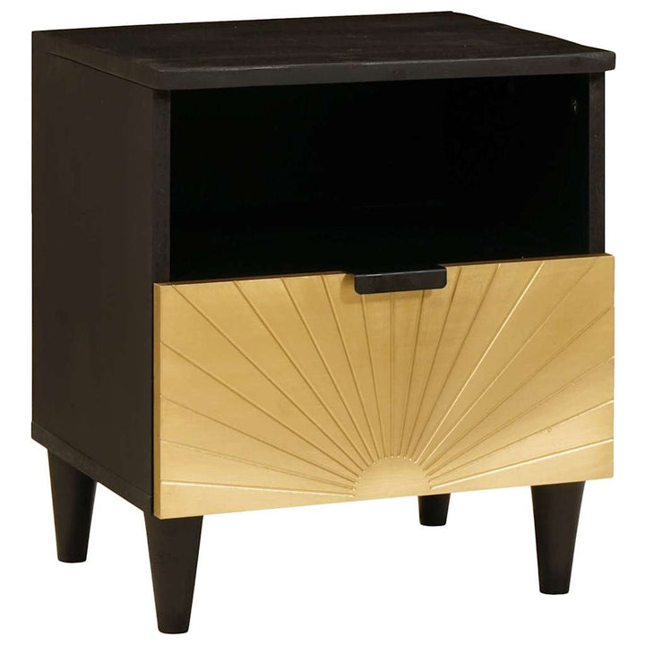 Sengebord 2 pcs Sort og Guld 40 x 33 x 46 cm Massivt mangotræ