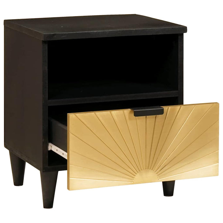 Sengebord 2 pcs Sort og Guld 40 x 33 x 46 cm Massivt mangotræ