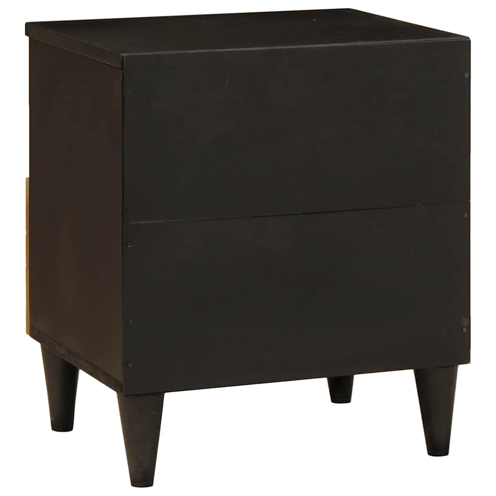 Sengebord 2 pcs Sort og Guld 40 x 33 x 46 cm Massivt mangotræ