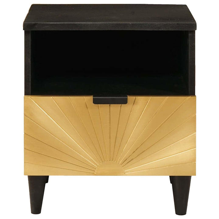 Sengebord 2 pcs Sort og Guld 40 x 33 x 46 cm Massivt mangotræ