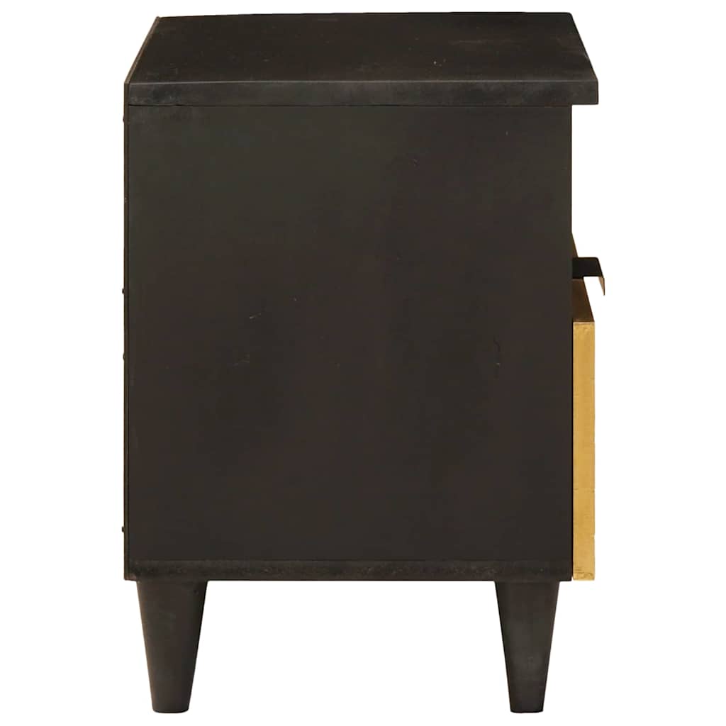 Sengebord 2 pcs Sort og Guld 40 x 33 x 46 cm Massivt mangotræ