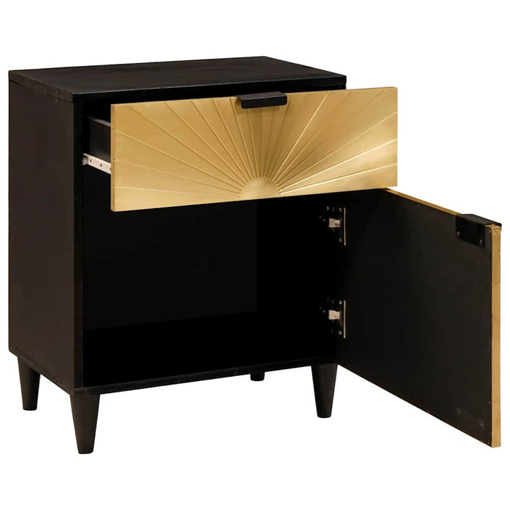 Sengebord Sort og Guld 50 x 33 x 60 cm Massivt mangotræ