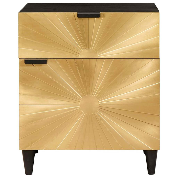 Sengebord Sort og Guld 50 x 33 x 60 cm Massivt mangotræ