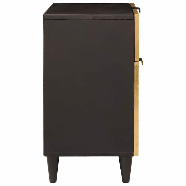 Sengebord Sort og Guld 50 x 33 x 60 cm Massivt mangotræ