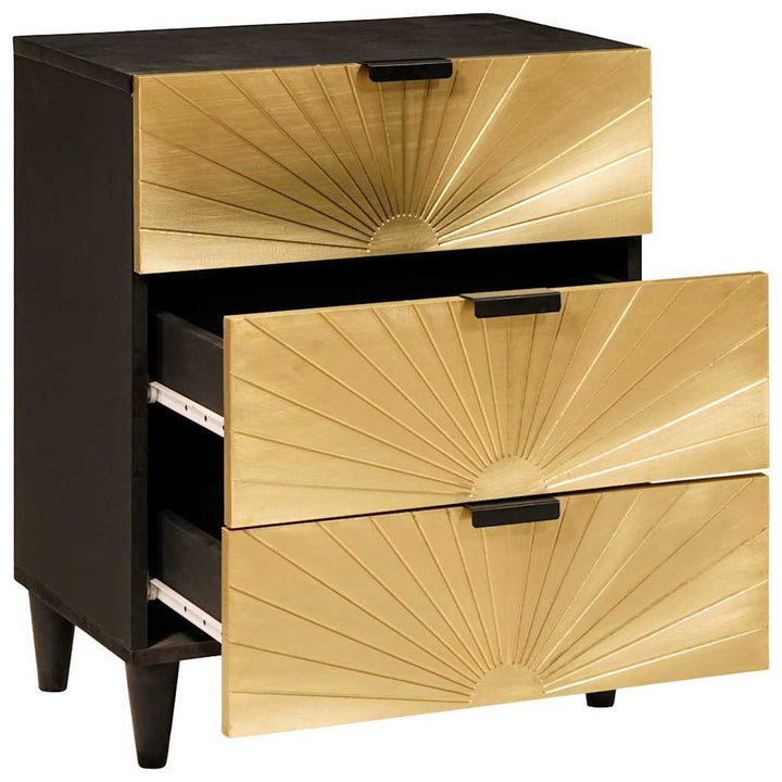 Sengebord med skuffe Sort og Guld 50 x 33 x 60 cm