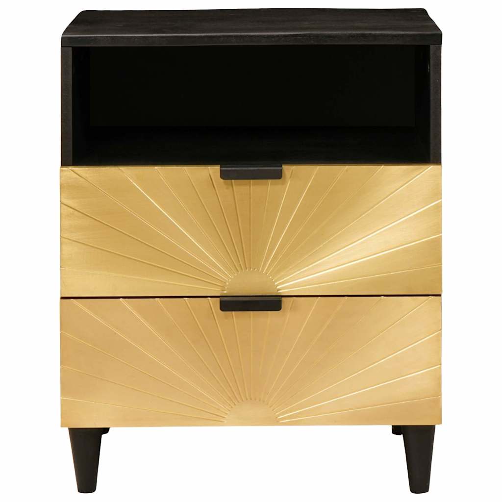 Sengebord Sort og Guld 50 x 33 x 60 cm Massivt mangotræ